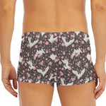 Crane Bird And Flower Pattern Print Men's Short Boxer Briefs