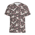 Crane Bird And Flower Pattern Print Men's Athletic T-Shirt
