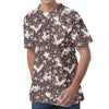 Crane Bird And Flower Pattern Print Men's Velvet T-Shirt