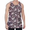 Crane Bird And Flower Pattern Print Men's Velvet Tank Top