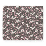 Crane Bird And Flower Pattern Print Mouse Pad