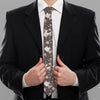 Crane Bird And Flower Pattern Print Necktie