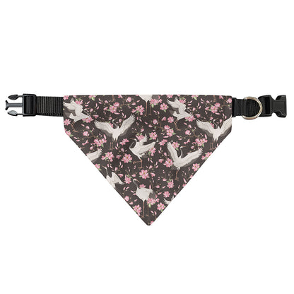Crane Bird And Flower Pattern Print Over The Collar Dog Bandana