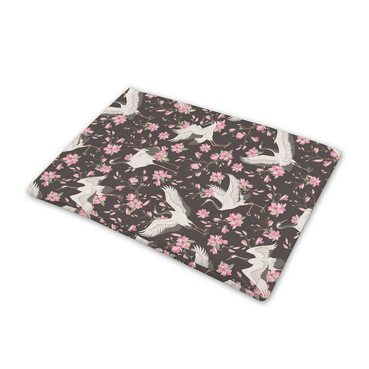 Crane Bird And Flower Pattern Print Pet Cooling Mat Cover