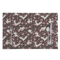 Crane Bird And Flower Pattern Print Placemat