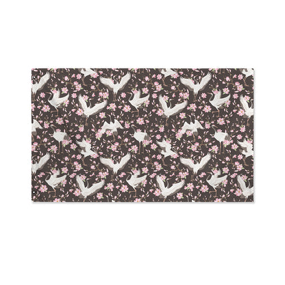 Crane Bird And Flower Pattern Print Polyester Flag