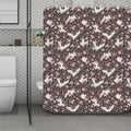 Crane Bird And Flower Pattern Print Polyester Shower Curtain