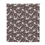 Crane Bird And Flower Pattern Print Polyester Shower Curtain