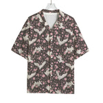 Crane Bird And Flower Pattern Print Rayon Hawaiian Shirt