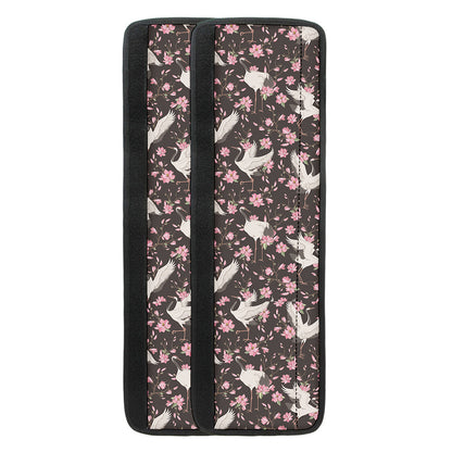 Crane Bird And Flower Pattern Print Refrigerator Handle Covers