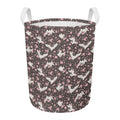 Crane Bird And Flower Pattern Print Round Laundry Basket