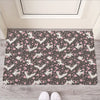 Crane Bird And Flower Pattern Print Rubber Doormat