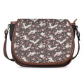 Crane Bird And Flower Pattern Print Saddle Bag