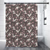 Crane Bird And Flower Pattern Print Shower Curtain