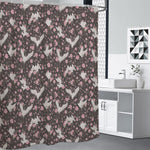 Crane Bird And Flower Pattern Print Shower Curtain