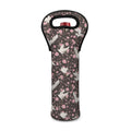 Crane Bird And Flower Pattern Print Single Neoprene Wine Tote