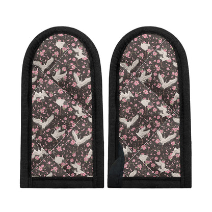 Crane Bird And Flower Pattern Print Skillet Handle Cover
