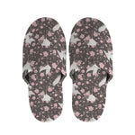 Crane Bird And Flower Pattern Print Slippers