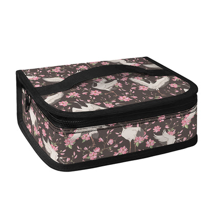 Crane Bird And Flower Pattern Print Small Lunch Bag