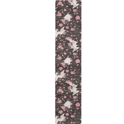 Crane Bird And Flower Pattern Print Table Runner