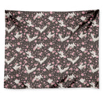 Crane Bird And Flower Pattern Print Tapestry