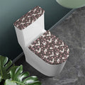 Crane Bird And Flower Pattern Print Toilet Lid And Tank Cover Set