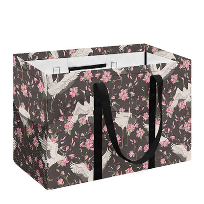 Crane Bird And Flower Pattern Print Utility Tote Bag