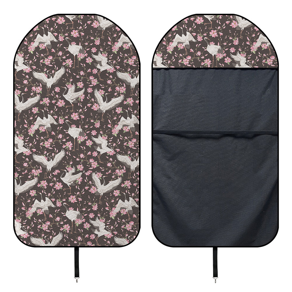 Crane Bird And Flower Pattern Print Waterproof Car Seat Cover
