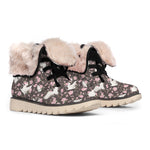 Crane Bird And Flower Pattern Print Winter Boots