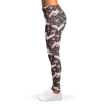 Crane Bird And Flower Pattern Print Women's Leggings