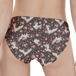 Crane Bird And Flower Pattern Print Women's Panties