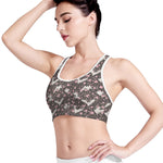 Crane Bird And Flower Pattern Print Women's Sports Bra