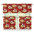 Crane Bird Kimono Pattern Print 3 Piece Kitchen Curtains