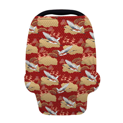 Crane Bird Kimono Pattern Print Baby Seat Cover
