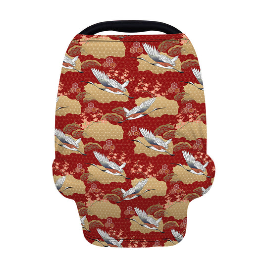 Crane Bird Kimono Pattern Print Baby Seat Cover