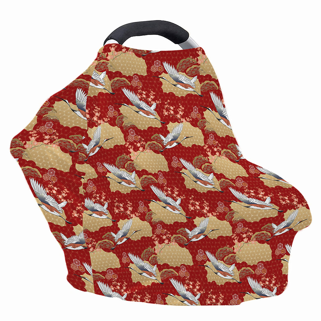 Crane Bird Kimono Pattern Print Baby Seat Cover