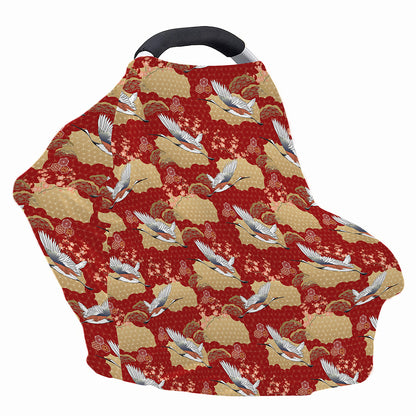 Crane Bird Kimono Pattern Print Baby Seat Cover
