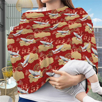 Crane Bird Kimono Pattern Print Baby Seat Cover
