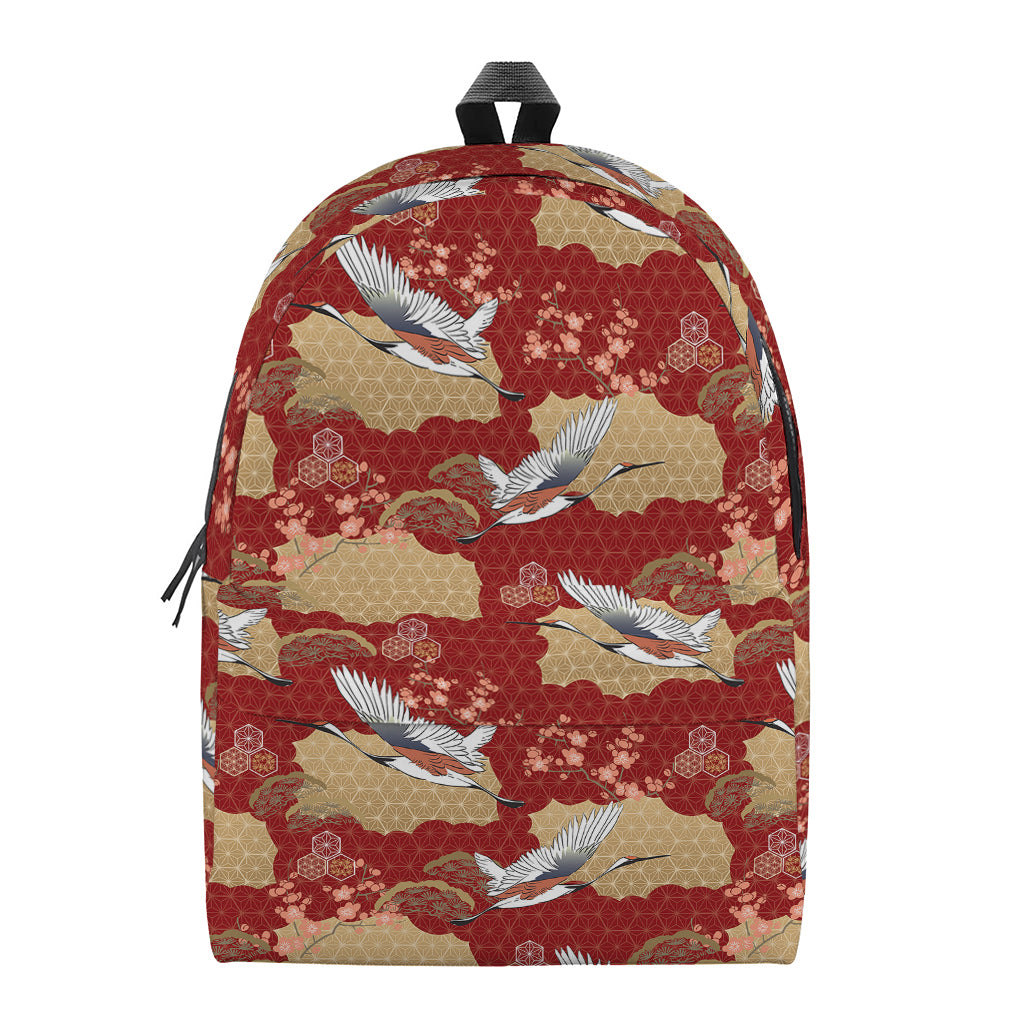 Crane Bird Kimono Pattern Print Backpack