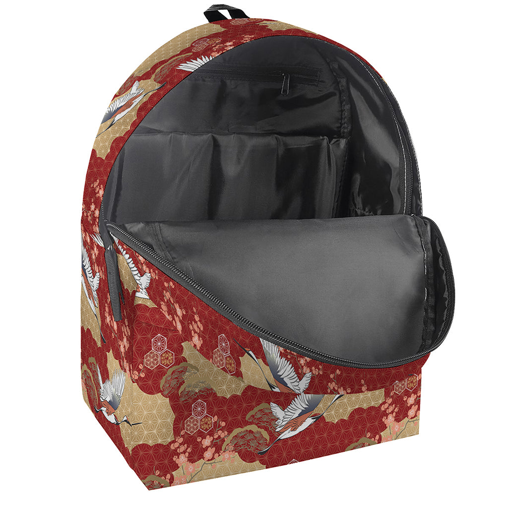 Crane Bird Kimono Pattern Print Backpack