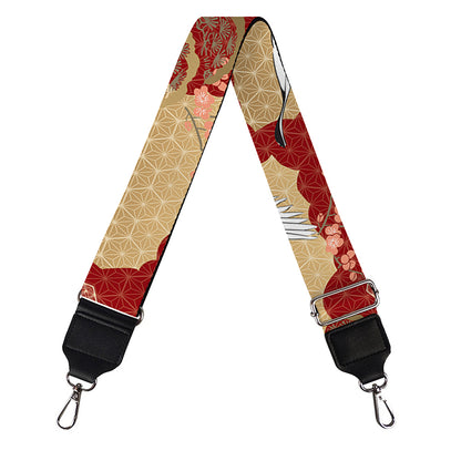 Crane Bird Kimono Pattern Print Bag Strap