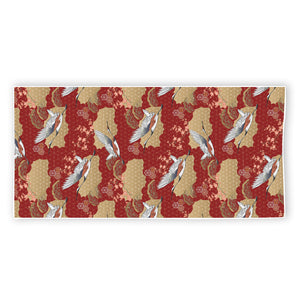 Crane Bird Kimono Pattern Print Beach Towel