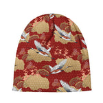 Crane Bird Kimono Pattern Print Beanie