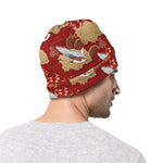 Crane Bird Kimono Pattern Print Beanie