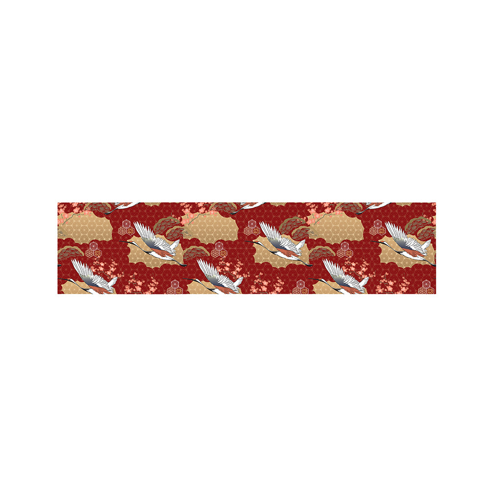 Crane Bird Kimono Pattern Print Bed Runner