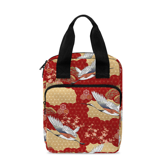 Crane Bird Kimono Pattern Print Bible Tote Bag