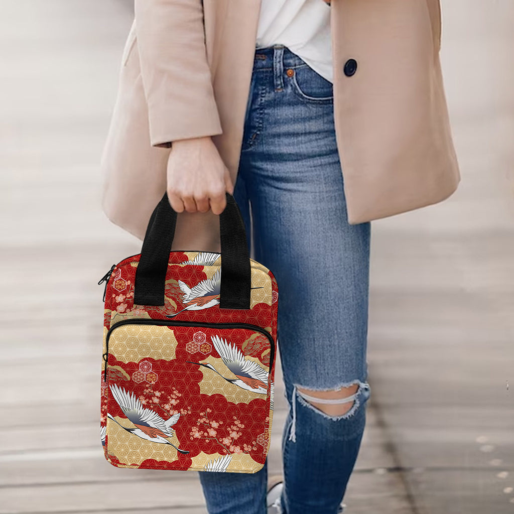 Crane Bird Kimono Pattern Print Bible Tote Bag