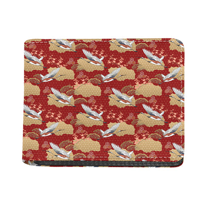 Crane Bird Kimono Pattern Print Bifold Wallet