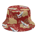 Crane Bird Kimono Pattern Print Bucket Hat