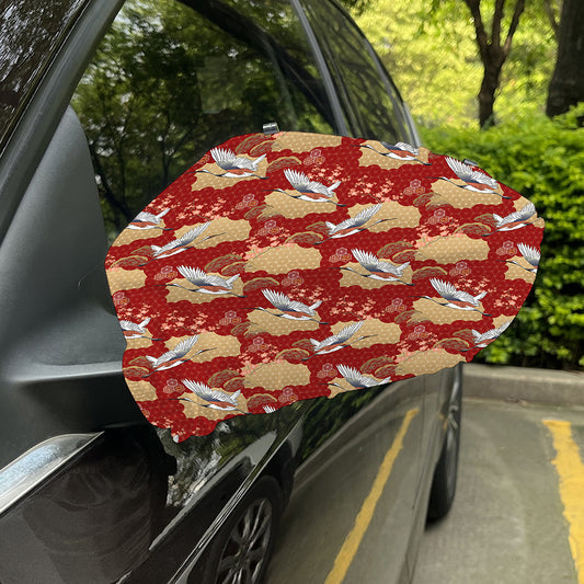 Crane Bird Kimono Pattern Print Car Side Mirror Covers